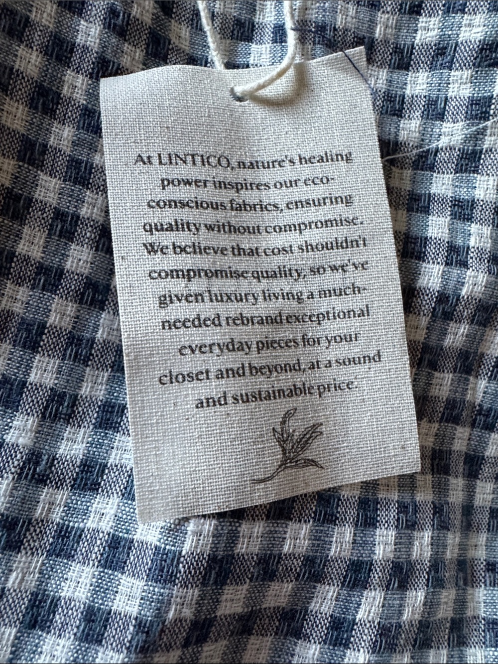 Lintico Marina Linen Checked Elastic Waist dusty blue minimalist utility skirt - Picture 10 of 10
